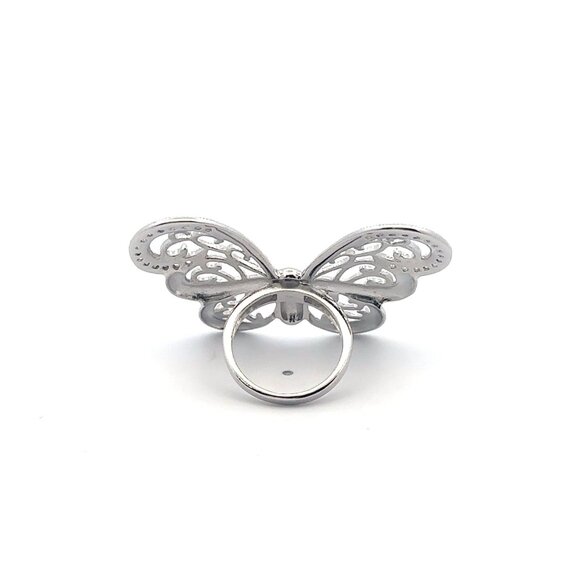 925 Sterling Silver Ring  Butterfly Very Large Cubic Zirconia Size 5 - Picture 4 of 7